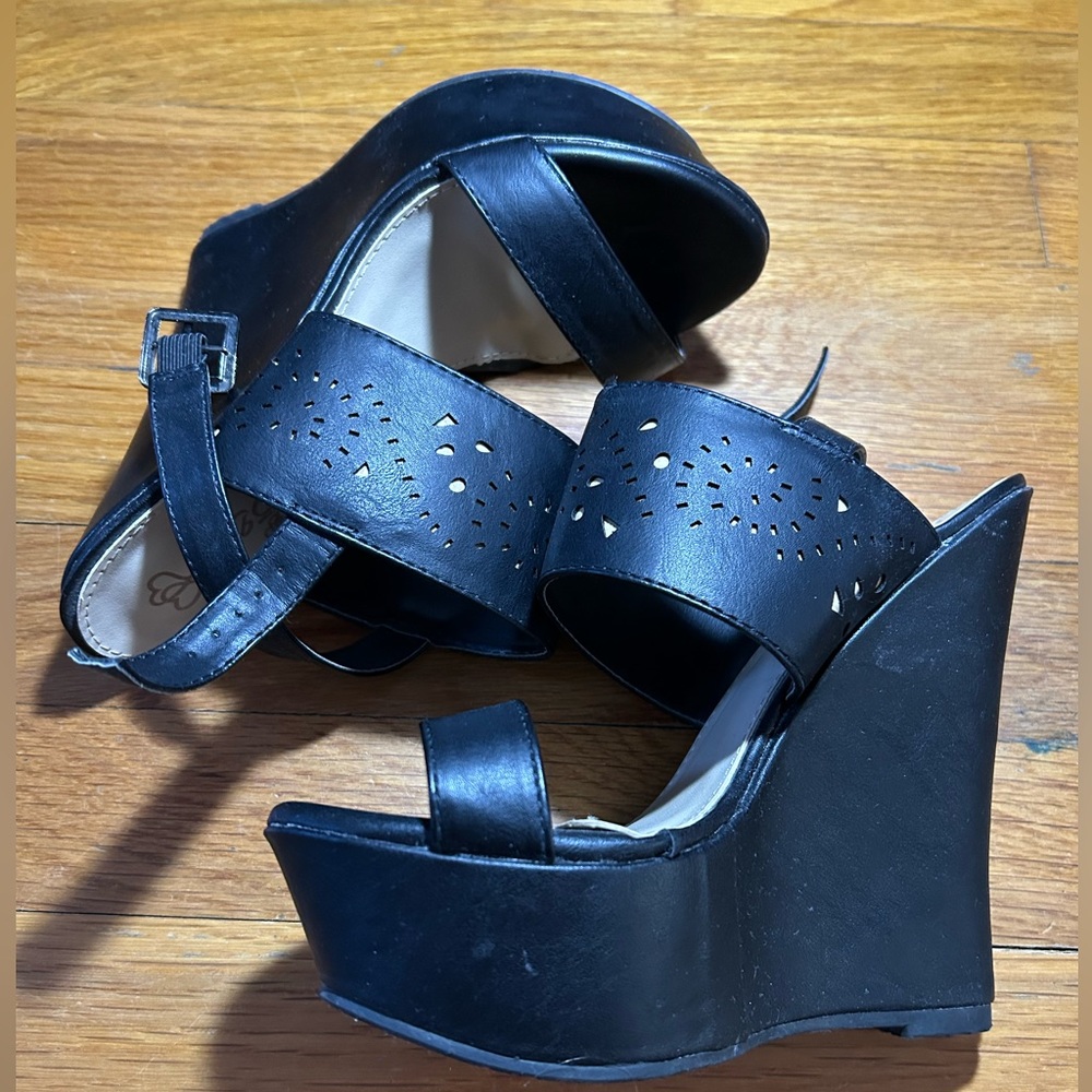 DbDk Fashion Black Wedge Sandals
